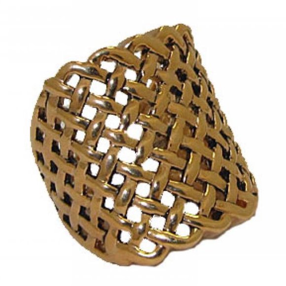 Open weave rectangle ring in gold plated 5 9 10 NE - Picture 1 of 1